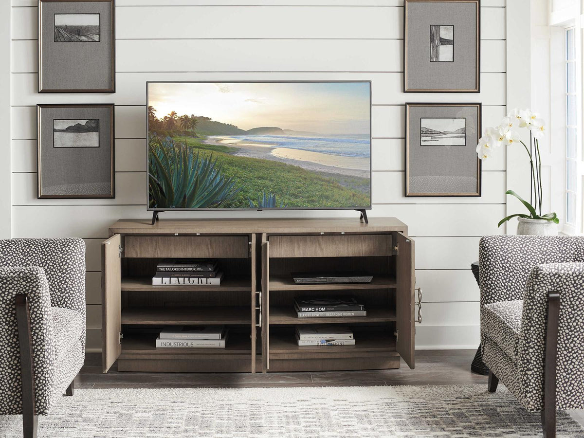 Studio Designs 62-Inch Ash Wood Media Console in Wire-Brushed Dove Gray