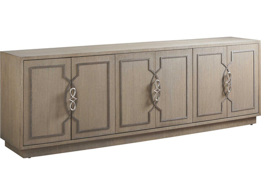 Studio Designs 92 Inch Ash Wood Media Console in Wire-Brushed Dove Gray