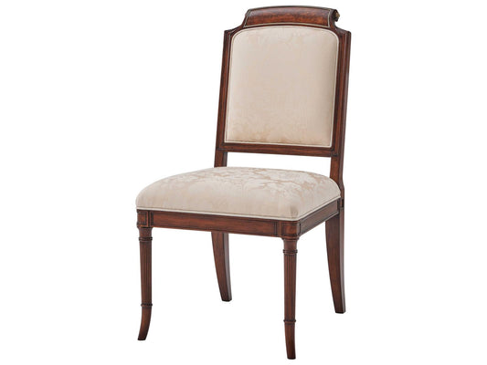English Cabinet Maker Mahogany Wood Brown Upholstered Side Dining Chair