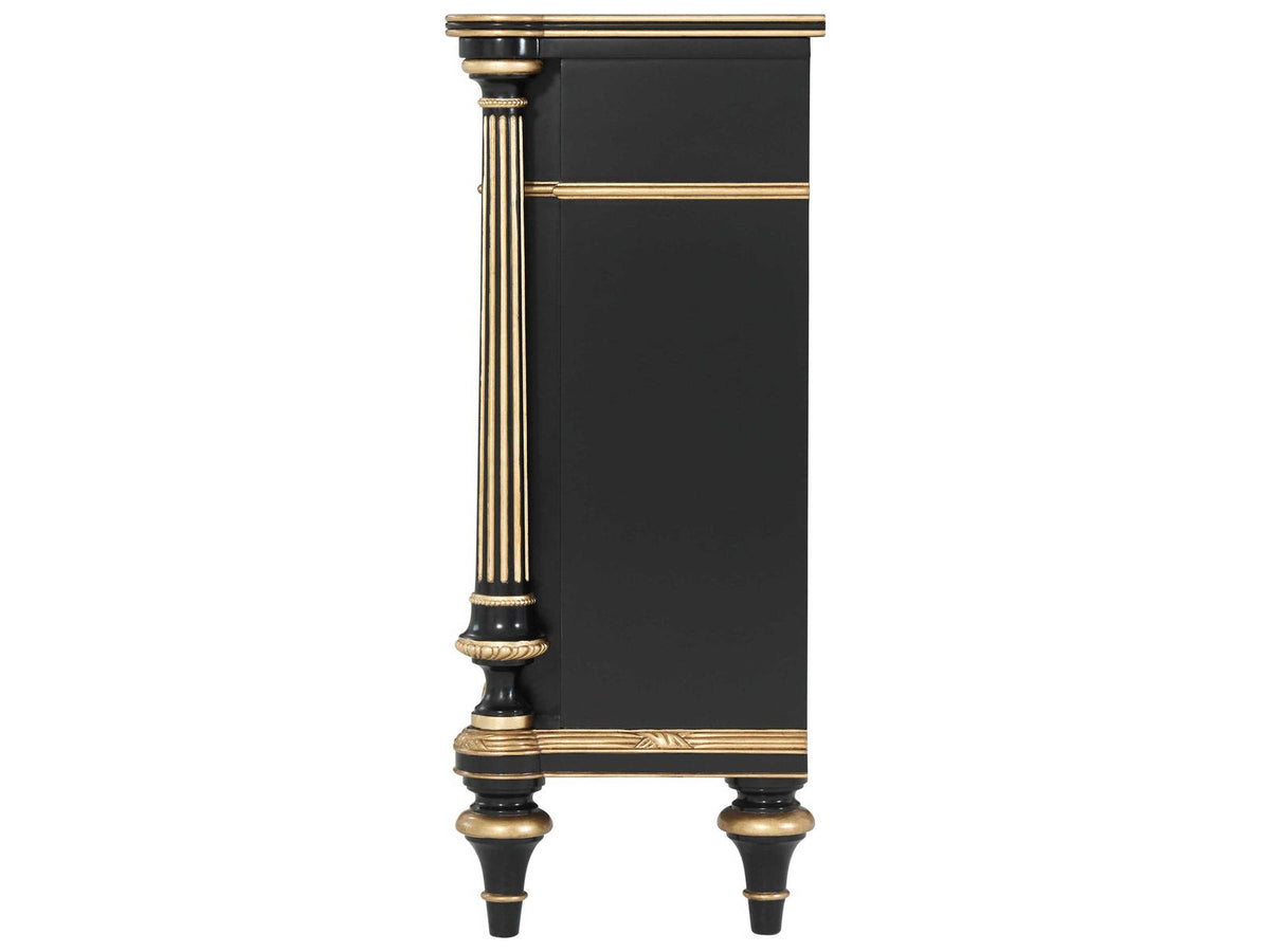 45" Mahogany Wood Chinoiserie Antique Gold Gilt Black Sideboard