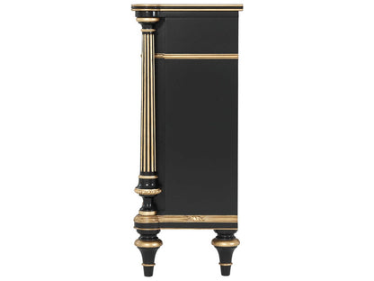 45" Mahogany Wood Chinoiserie Antique Gold Gilt Black Sideboard