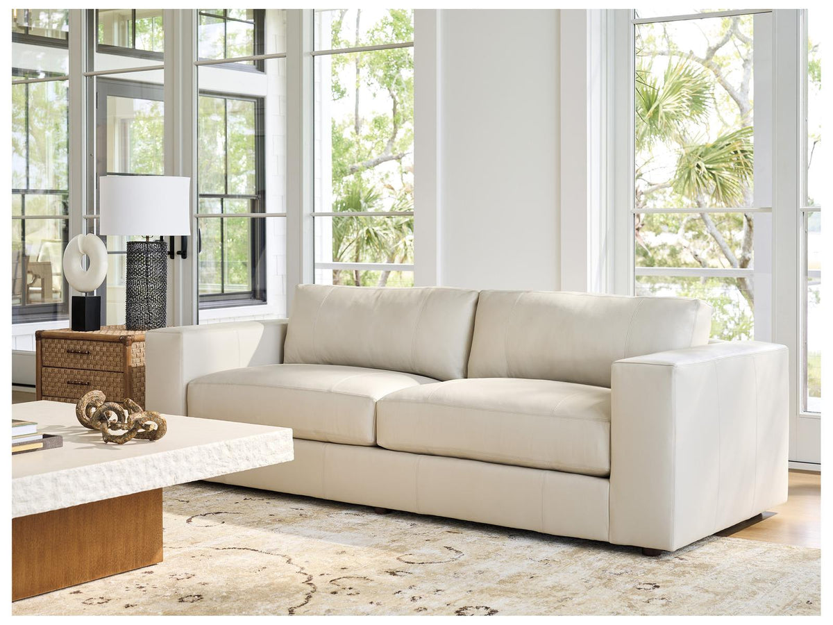 Key Biscayne Granville 2-Seat Leather Sofa in Cream