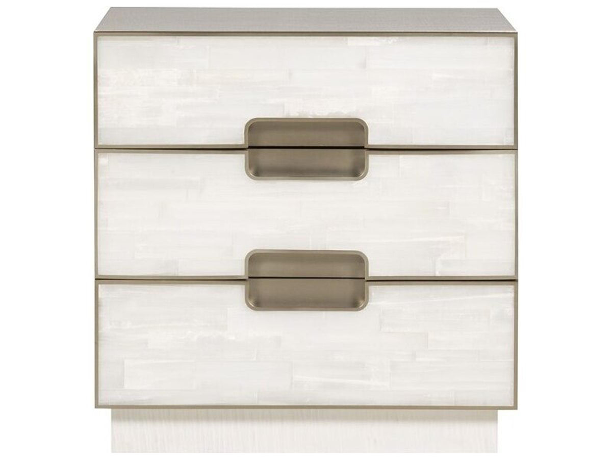 Splendor 3-Drawer Selenite Nightstand in Sea Salt