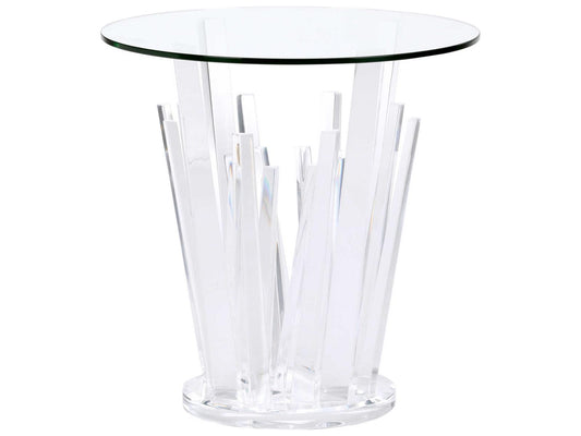 Geode Round Glass Clear End Table