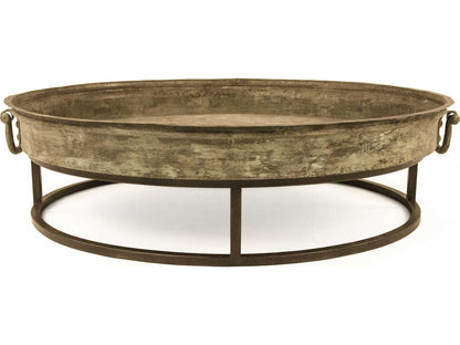 Square Metal Coffee Table in Distressed Rustic Bronze