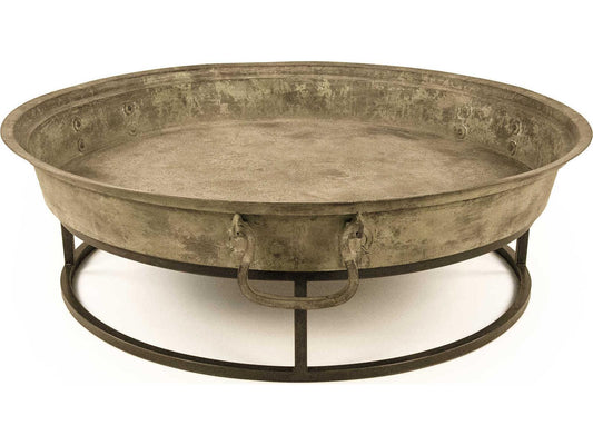Round Metal Distressed Rustic Bronze Coffee Table