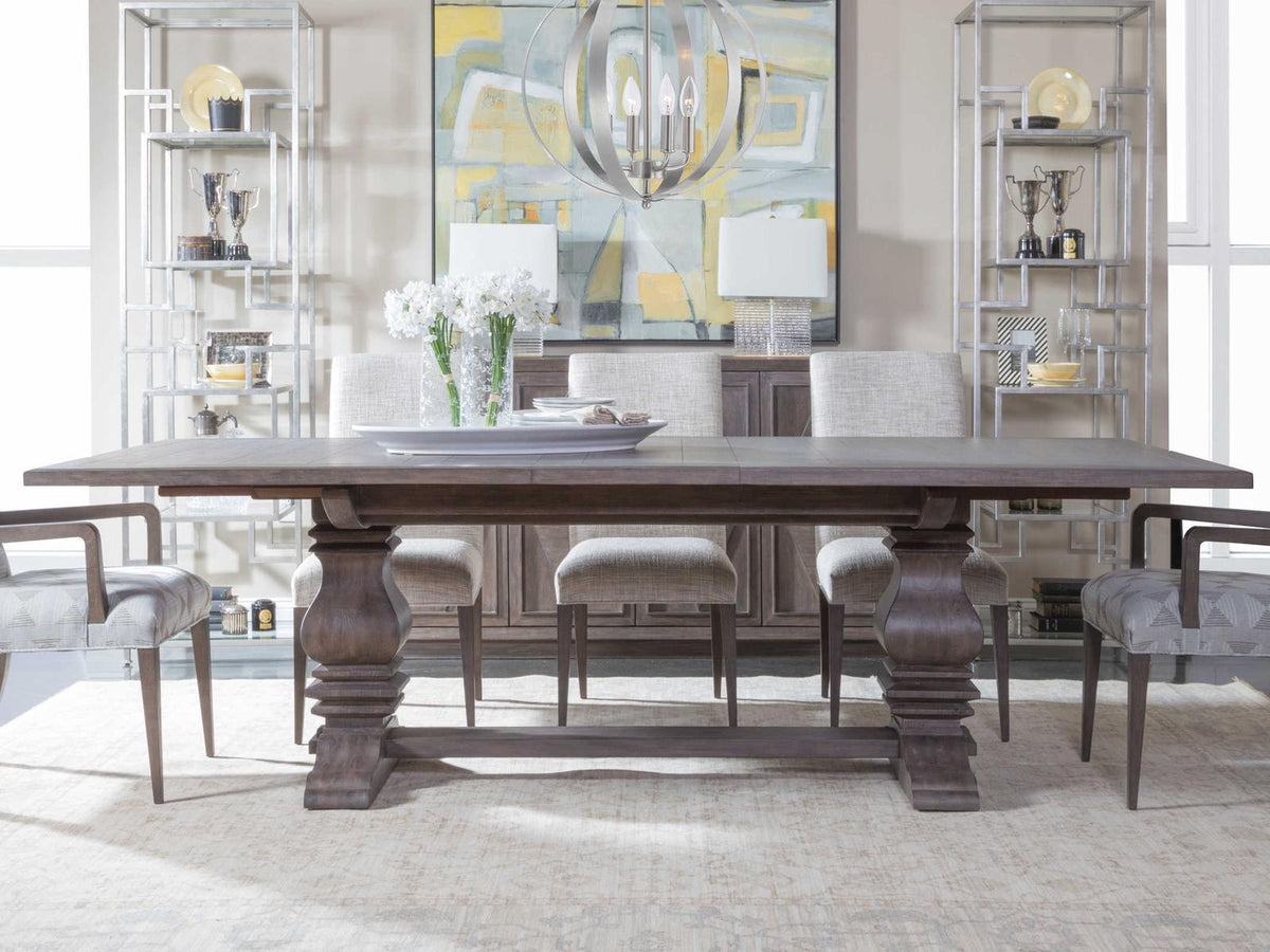 Home Cohesion Axiom 88-Inch Rectangle Extendable Dining Table Antico Finish