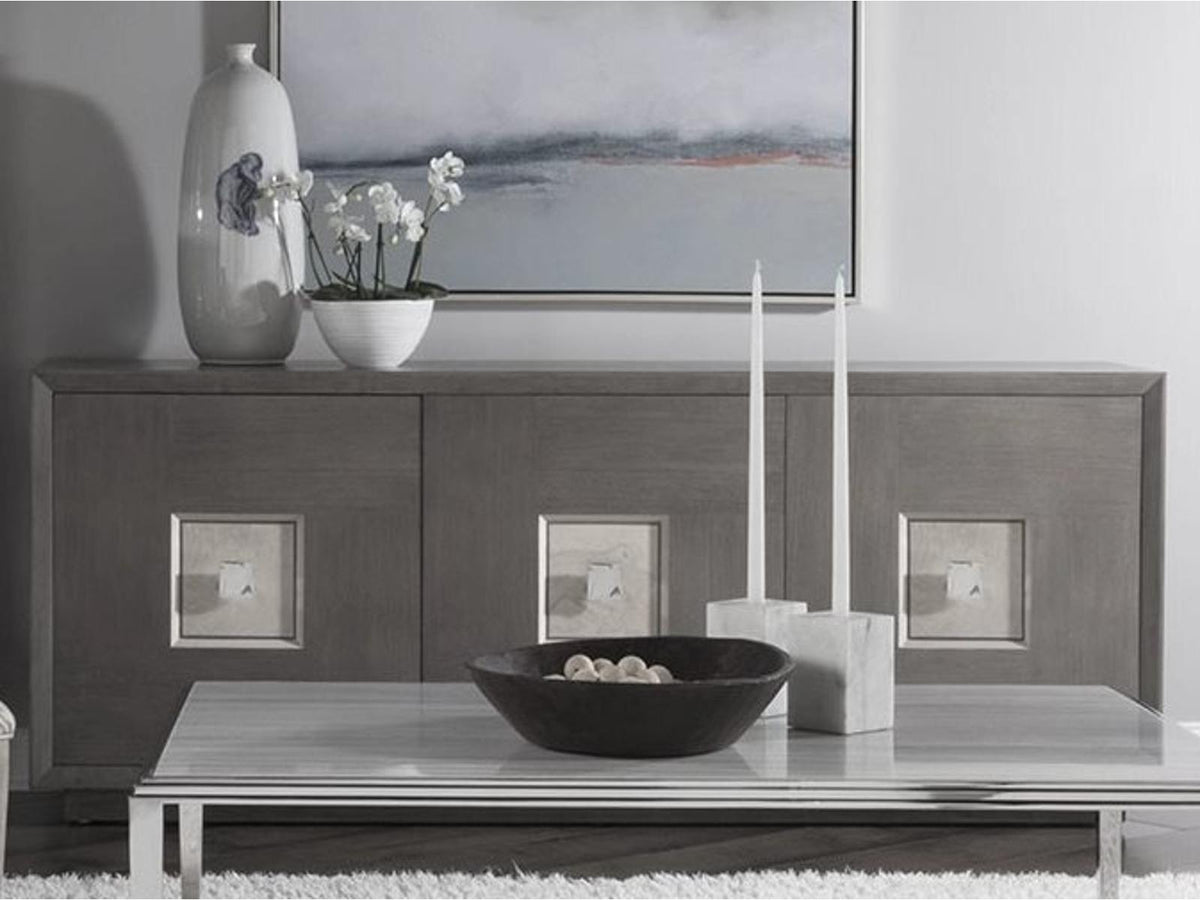Home Mercury Large Media Console TV Stand in Bleached Ash and Oak Veneer