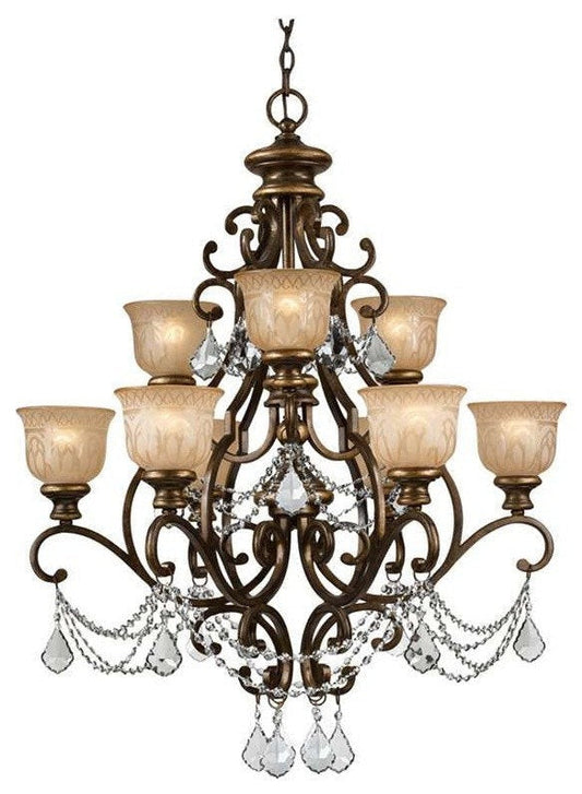 Bronze Umber Wrought Iron & Swarovski Chandelier