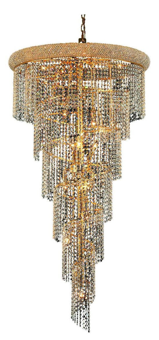 Contemporary Chrome Spiral Crystal Chandelier