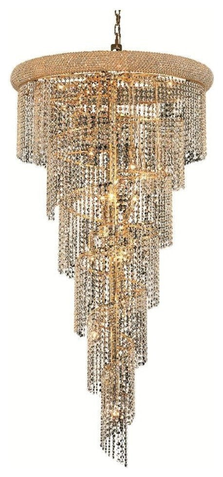 Contemporary Chrome Spiral Crystal Chandelier