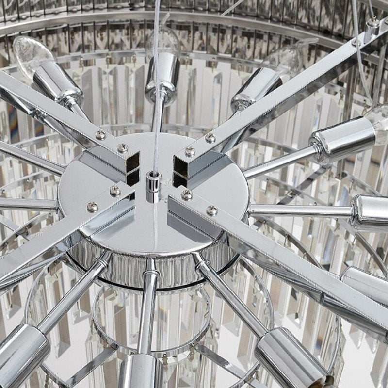 K9 Crystal Polished Stainless Steel Chandelier