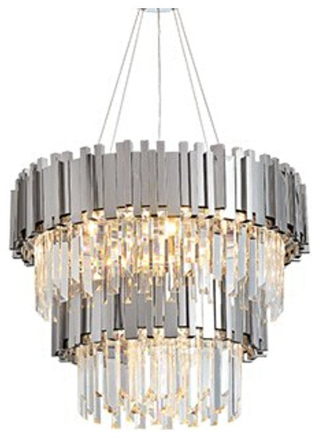 K9 Crystal Polished Stainless Steel Chandelier
