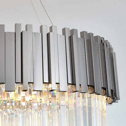 K9 Crystal Polished Stainless Steel Chandelier