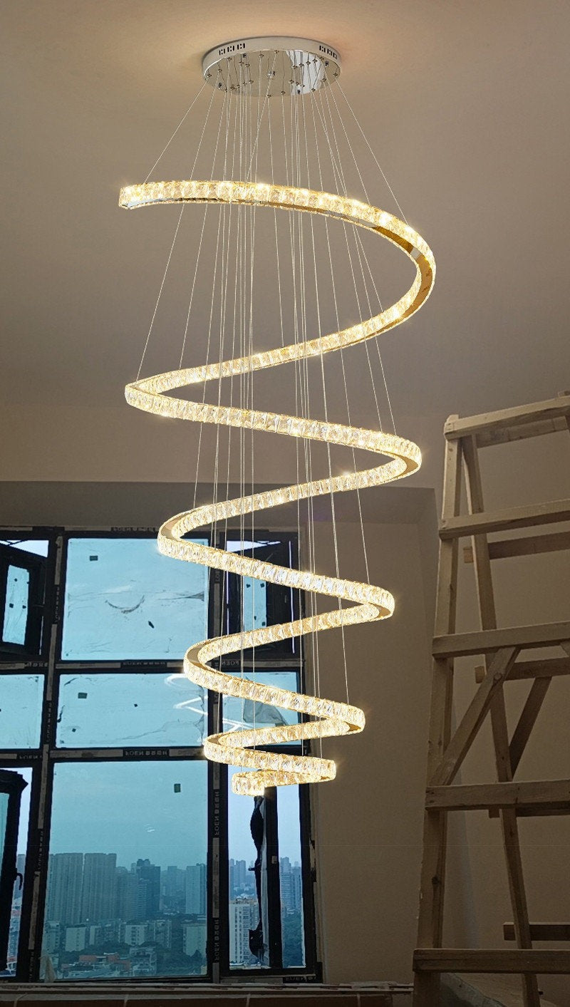 Luxe Spiral LED Column Chandelier