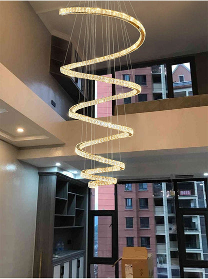 Luxe Spiral LED Column Chandelier