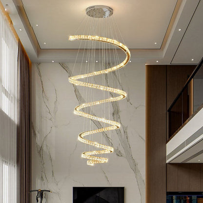 Luxe Spiral LED Column Chandelier
