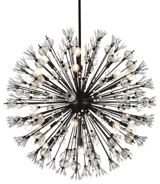 Mid-Century 24-Light Royal-Cut Crystal Iron Chandelier
