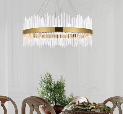 Modern Crystal & Iron Chandelier with G9 Bulbs