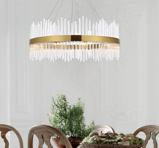 Modern Crystal & Iron Chandelier with G9 Bulbs