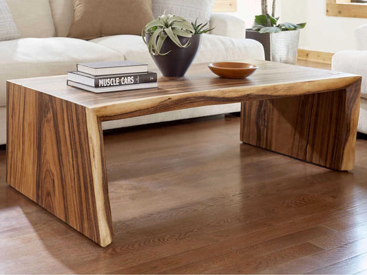 Flow Rectangular Coffee Table in Natural Brown Wood