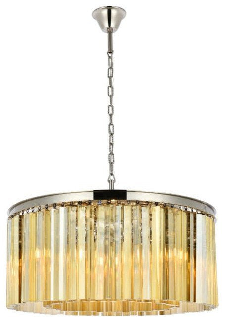 Polished Nickel Transitional Chandelier - 8 Light