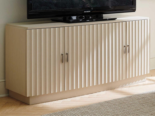 Cascades 64-Inch Oak Wood Media Console in Linen White