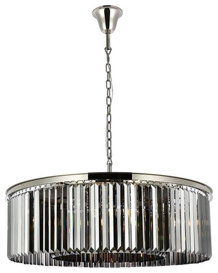 Ten-Light Silver-Shade Crystal Chandelier